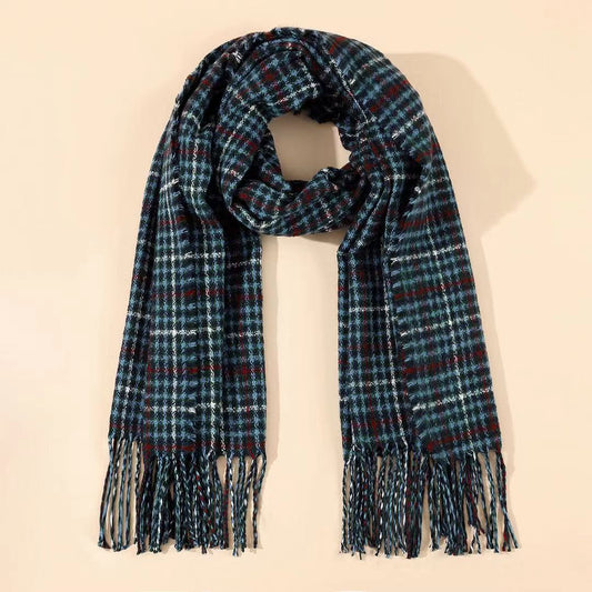 Men's Cashmere Plaid Tassel Scarf