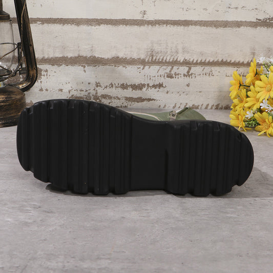 Women's Three-layer Platform Plus Round Toe Patchwork Retro Cool Martin Boots