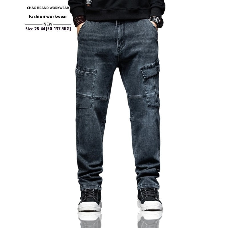 Men's Nostalgic Retro Multi-pocket Jeans