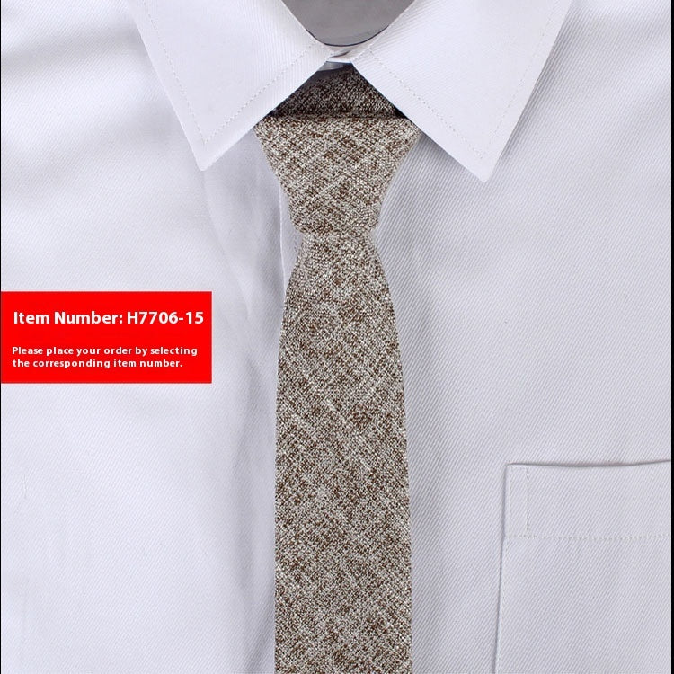 Solid Color Narrow Cotton Men's 6cm Tie