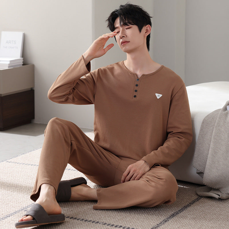 Men's Cotton Long Sleeve Casual Pajamas