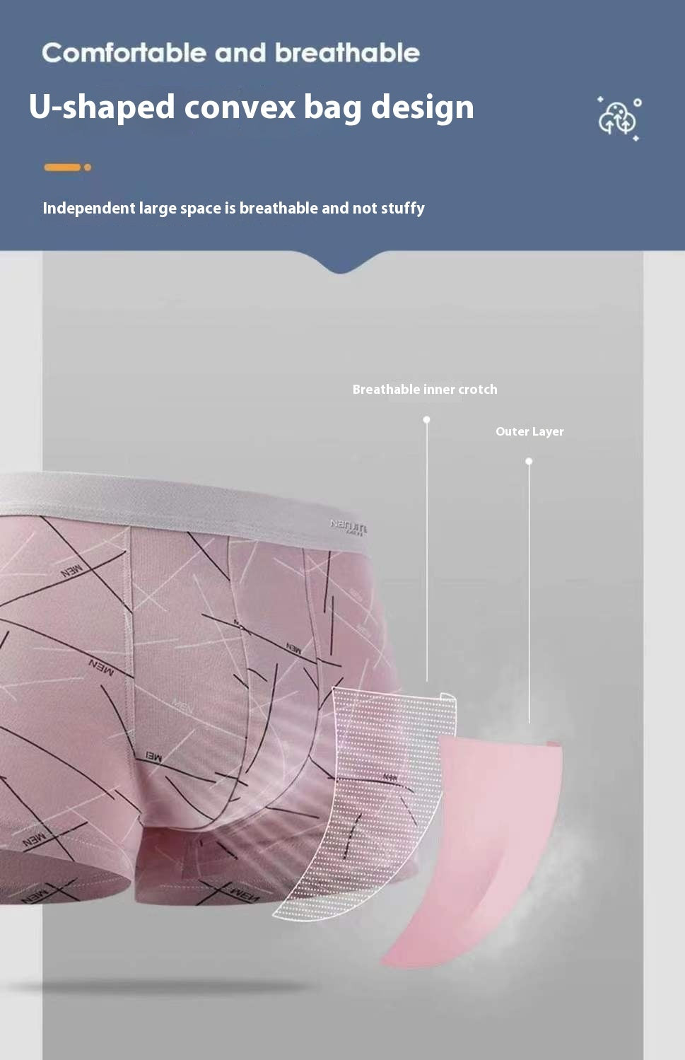 Men's Boxer Inner Antibacterial Underwear 4 Pack