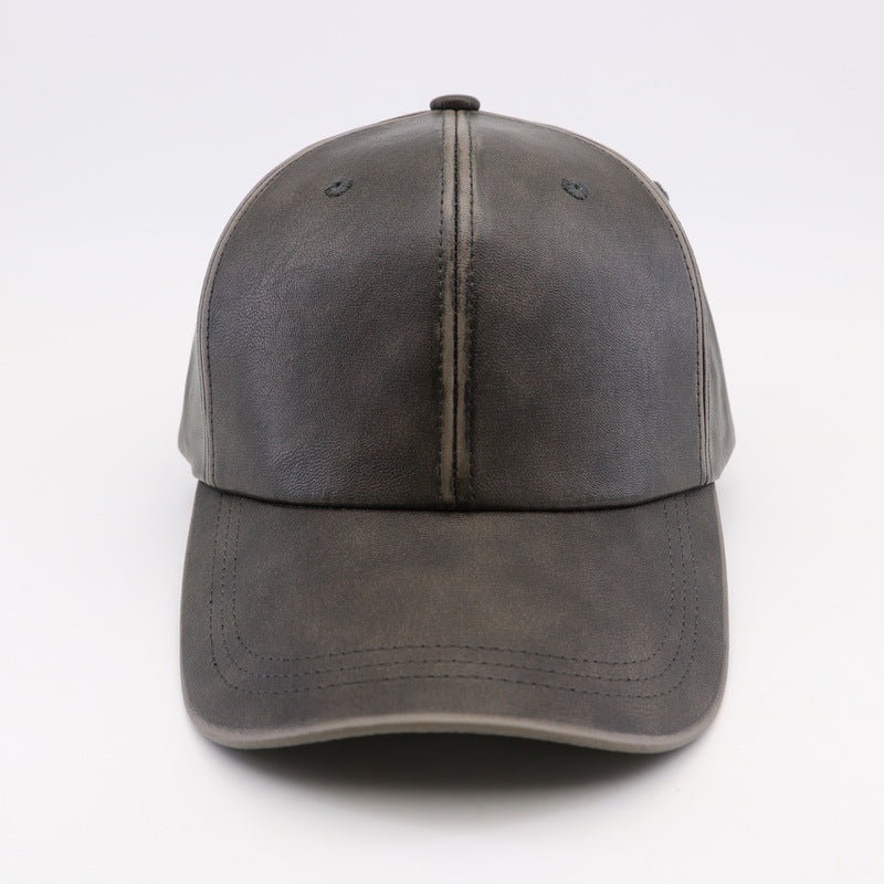 Washed And Worn PU Fashion Baseball Cap