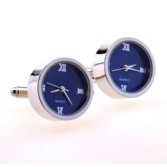 Stainless Steel Quartz Clock Cuff Links