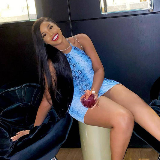 Street Trendy Pullover Snake Print Neck Wrap Hip Short Dress