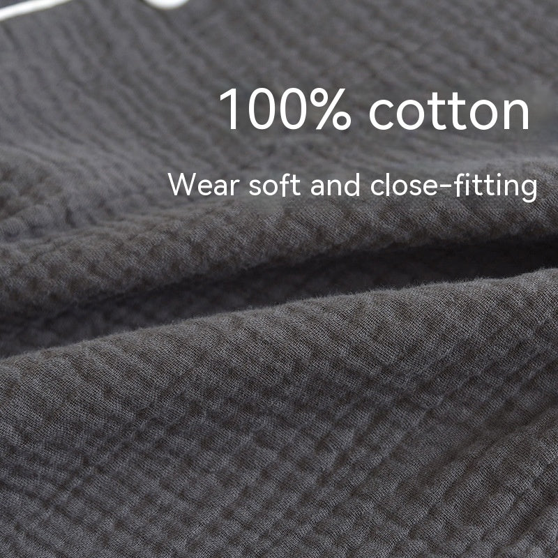 Men's Loose Double-layer Gauze Cotton Long Sleeve Pajamas