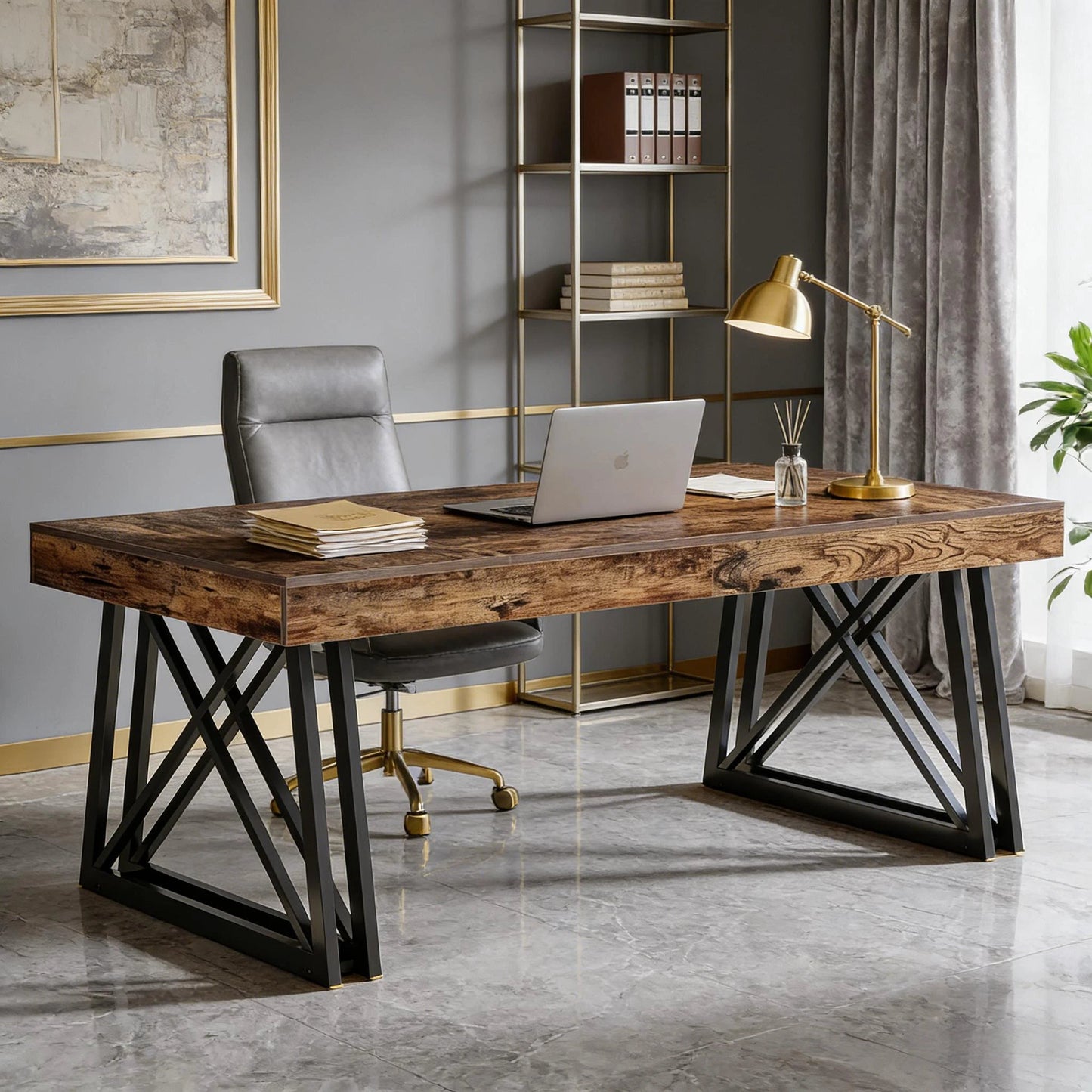Vintage Executive Desk, Computer Desk, Office Desk Only Table by GJG Denim