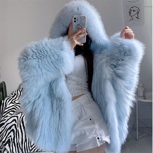 Fashion Long Sleeve Fluffy Coat Women