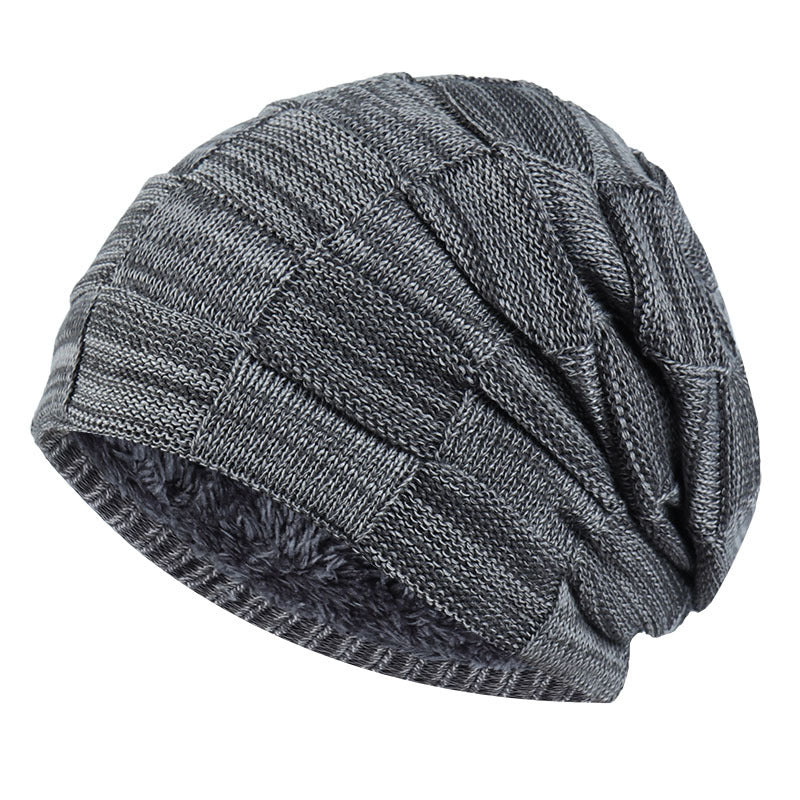 Fashion Plus Velvet Thick Knitted Warm Hat For Men