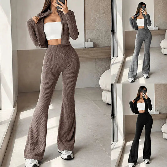 Womens Set Cardigan Top And High-waisted Pants by GJG Denim