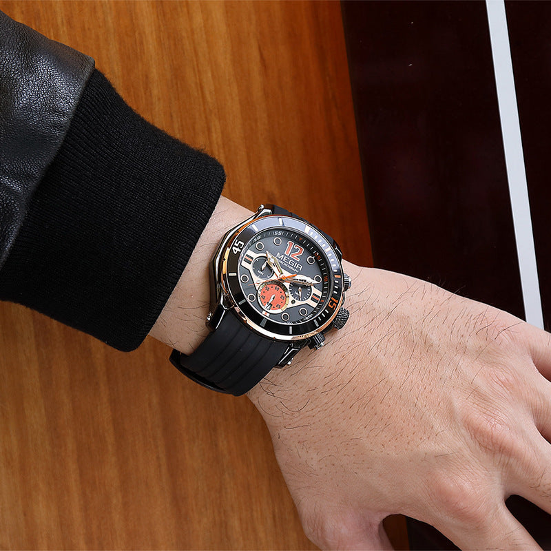 Multifunctional Timing Luminous Waterproof Silicone Sports Watch For Men