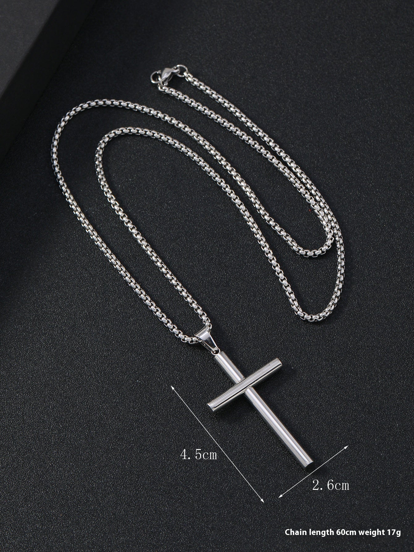 Round Large Beveled Cross Necklace Titanium Steel For Men
