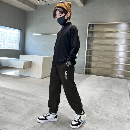 Children's Pants, Boys' Pants, Spring And Autumn Collection 2025 New Style Wholesale, Large Children's Sports Pants, Export Long Pants, Trendy Corduroy Cross-border