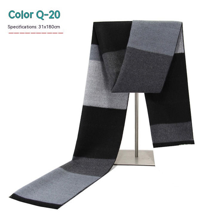 Men's Striped Winter Warm Artificial Cashmere Scarf For Men