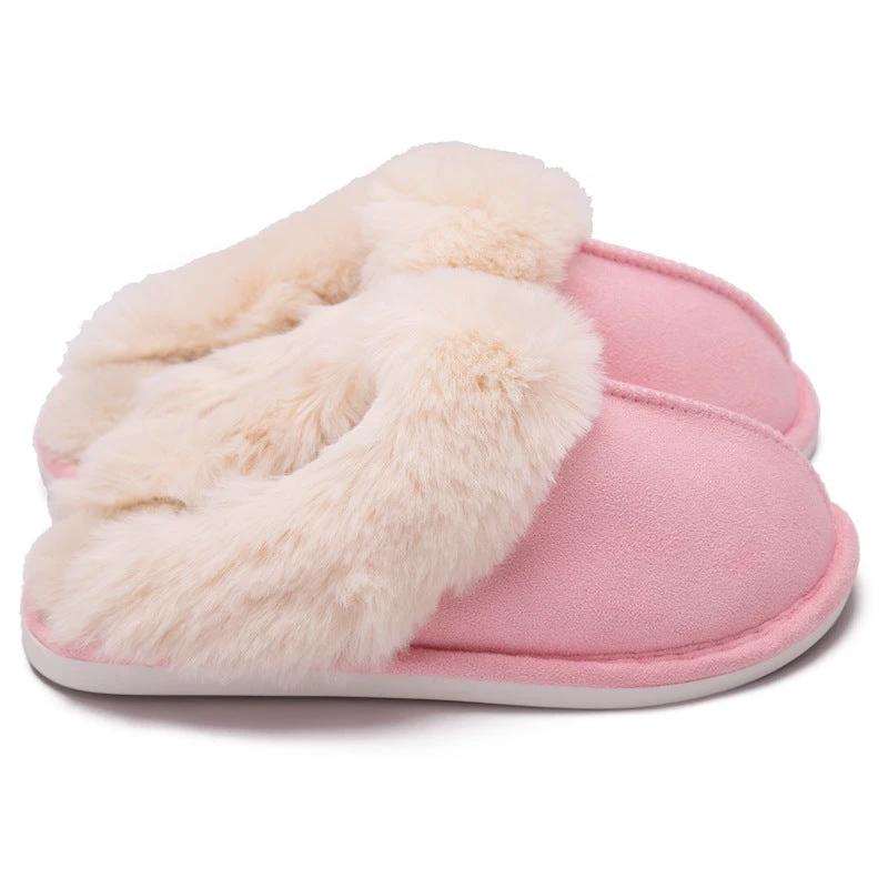 Fur Furry Slippers Women Winter Warm Plush House Shoes by GJG Denim