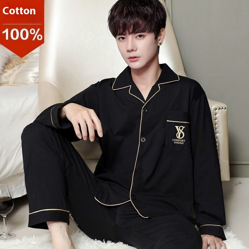 Men's Cotton Long-sleeved Pajamas