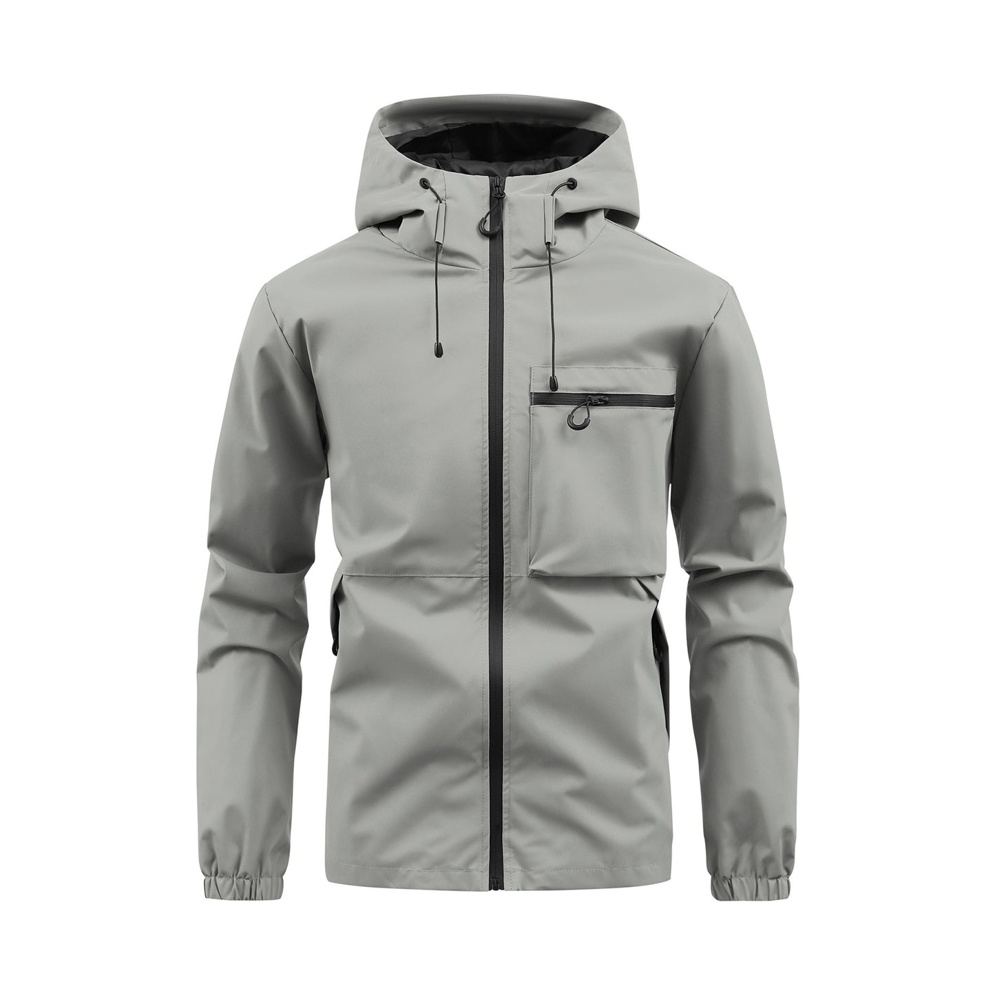 Men's Fashion Casual Hooded Solid Color Multi-pocket Work Pants Outdoor Coat