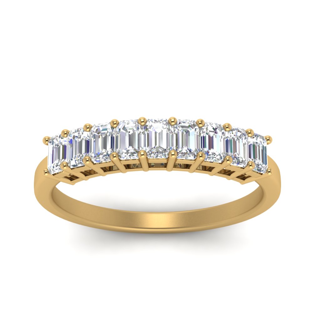9 Stone Emerald Cut Wedding Ring