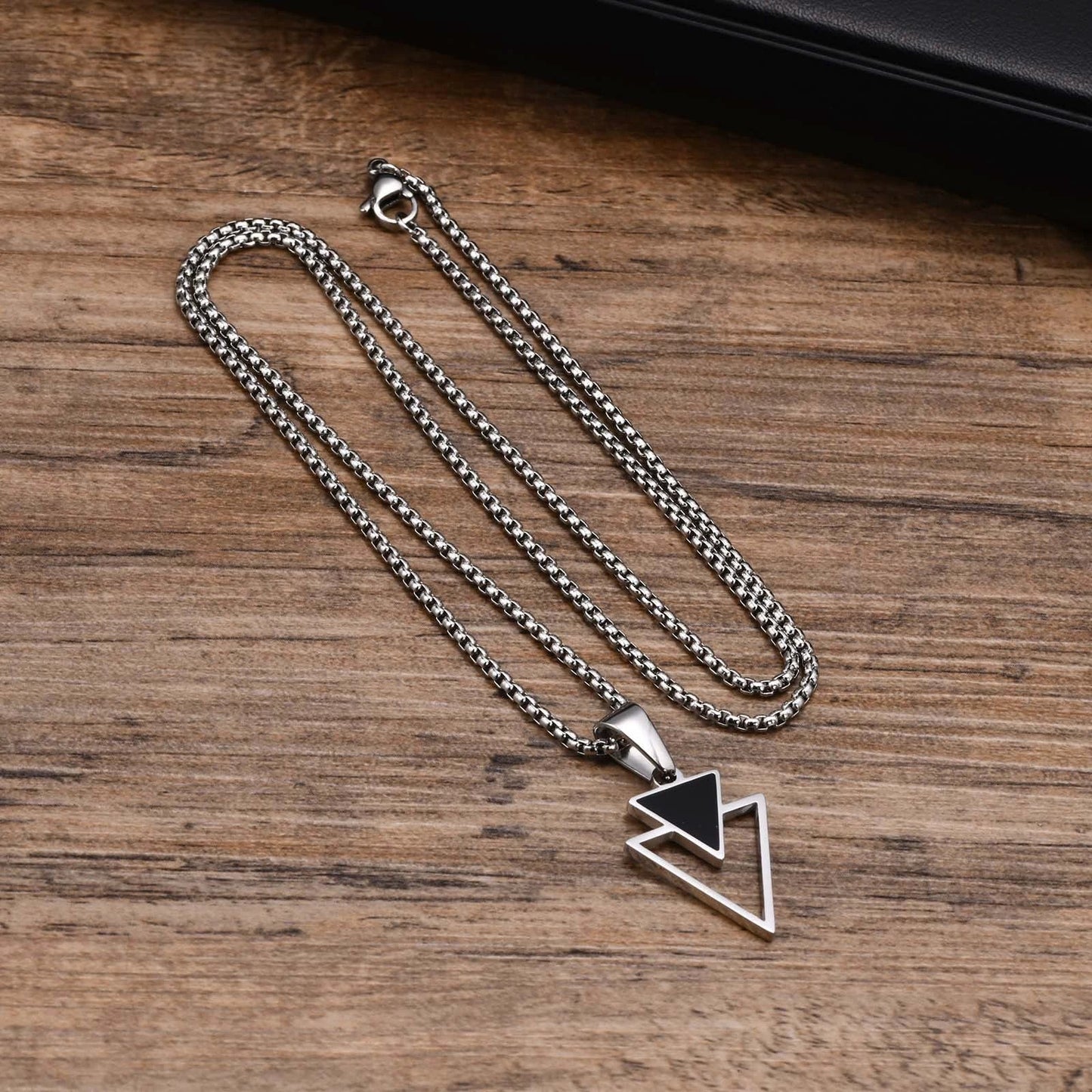 Stainless Steel Men's Geometric Triangle Necklace by GJG Denim