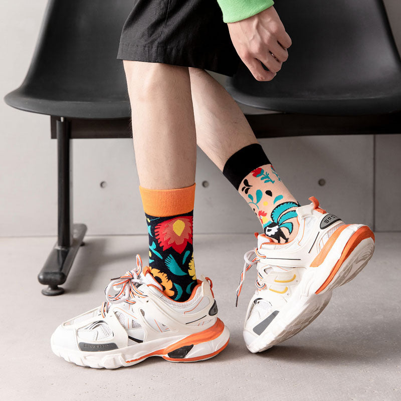 Men's Mid-calf Length Casual Cartoon Foot Socks