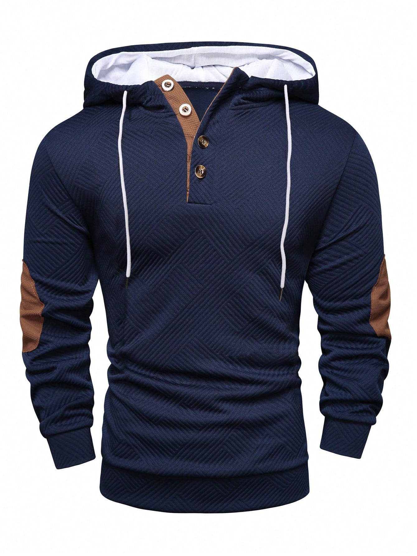 Men's Solid Color Loose Jacquard Hooded Sweater