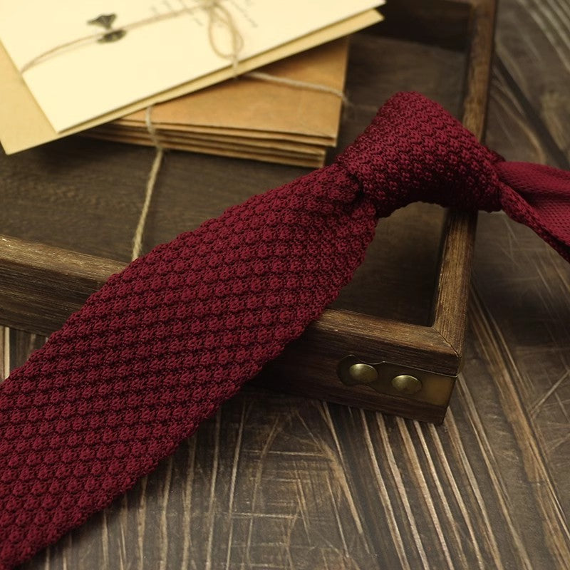 Narrow Woolen Knitted Tie For Men
