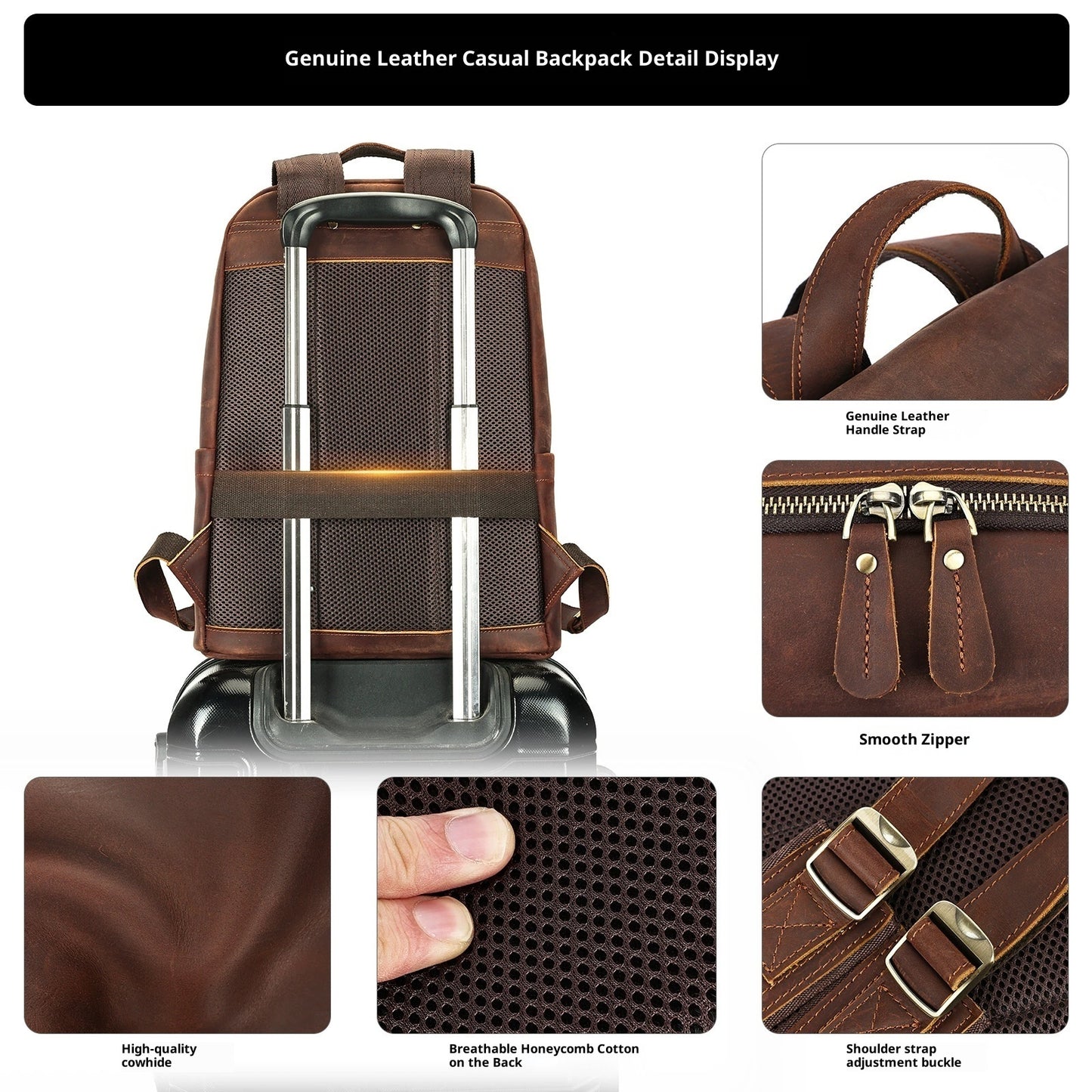 Men's Large Capacity Leather Backpack