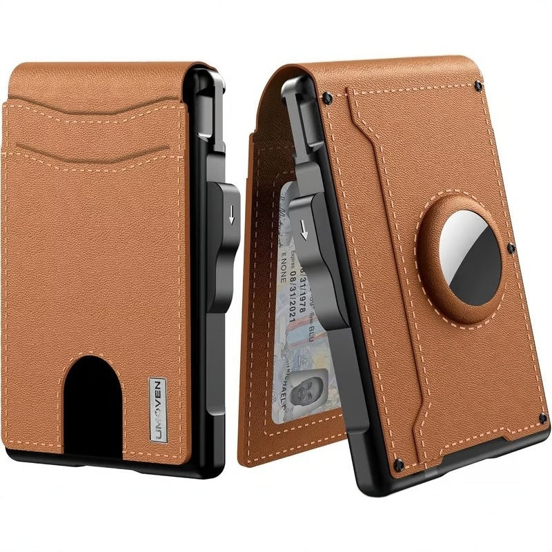 Men's Card Holder Large Capacity Flip Carbon Fiber Metal Cartridge