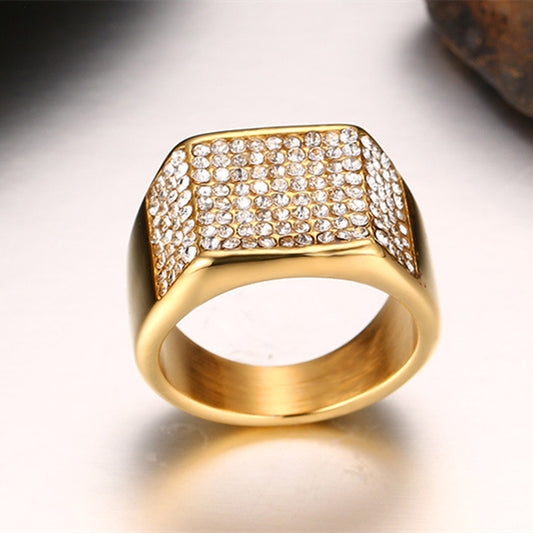 Men's Titanium Steel Zircon Ring