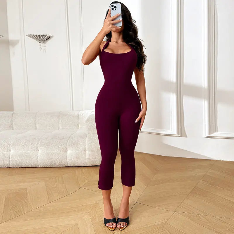 Solid-color Slimming One-piece Jumpsuit For Women by GJG Denim