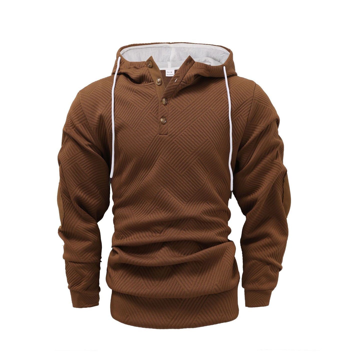 Men's Solid Color Loose Jacquard Hooded Sweater