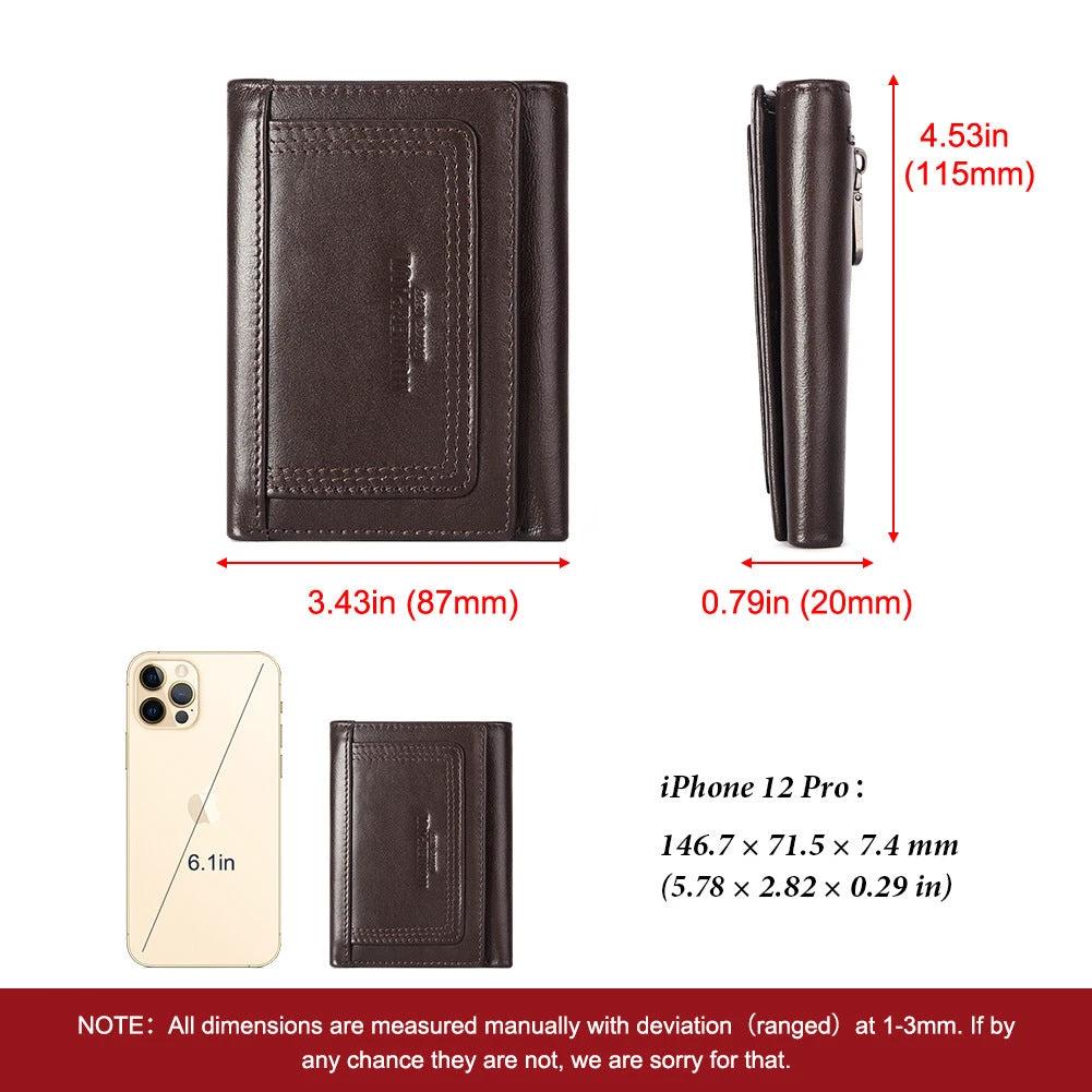 Multi-slot Men's Zipper Wallet Genuine Leather Multi-color by GJG Denim