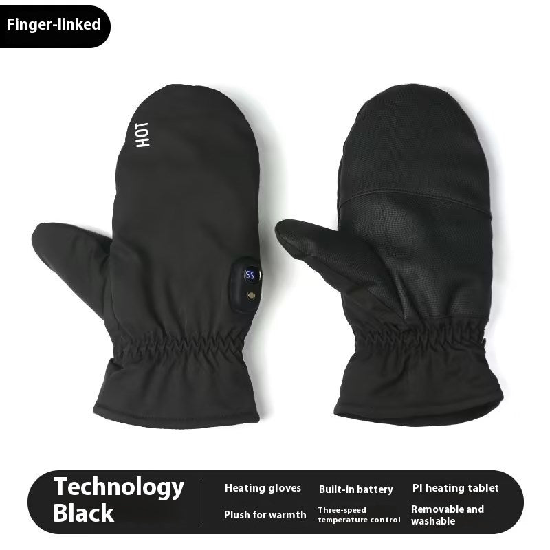 Men's Warm Thick Windproof Electric Heating Gloves