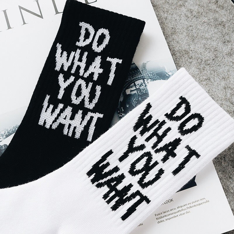 Retro Skateboard "Do What You Want" Tube Socks For Men