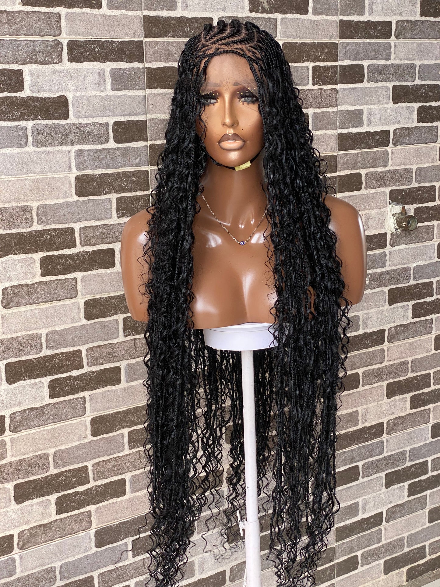 Biggie Cornrow Bohemian Knotless (100% Humanhair curls) Full Lace Base (Tara)