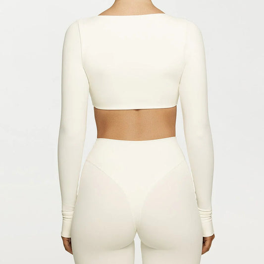 Yoga Abdominal Exercising Band Chest Pad Long Sleeve Top For Women