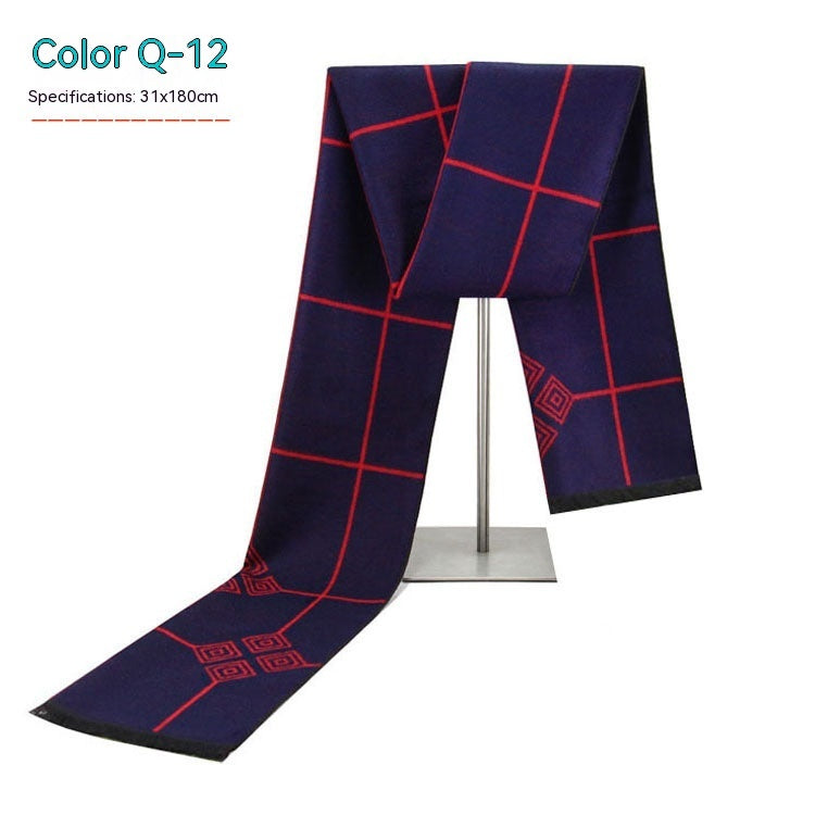 Men's Striped Winter Warm Artificial Cashmere Scarf For Men