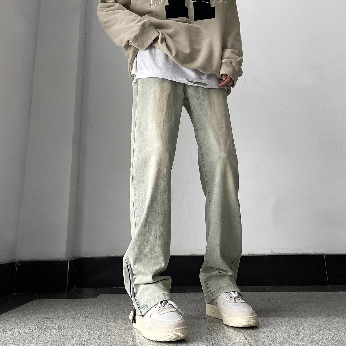 Men's Side Zipper Skinny Jeans