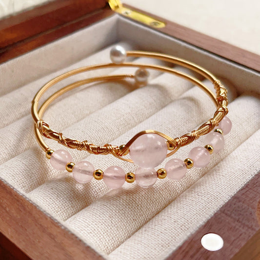 Tiger Eye Lime Moonstone Pearl Strawberry Crystal Jade Bracelet