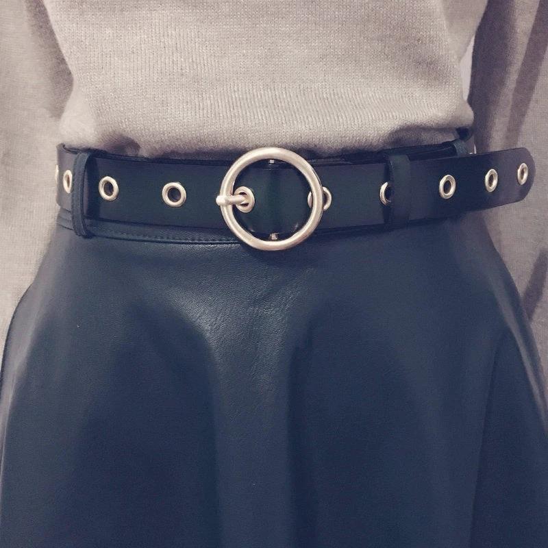 Classic Round Buckle No Hole Belt by GJG Denim