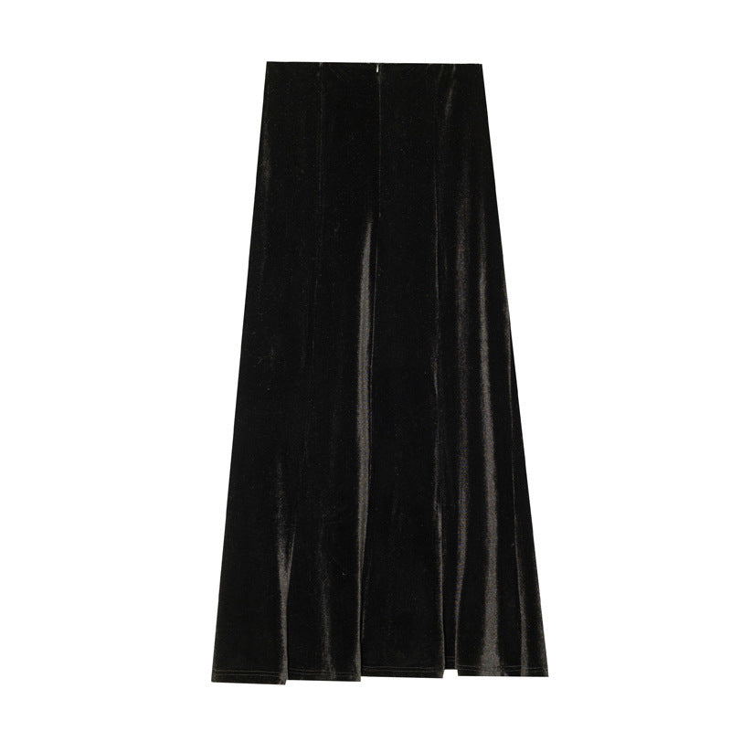 Hip Fishtail Elastic Waist Autumn And Winter Midi Dress