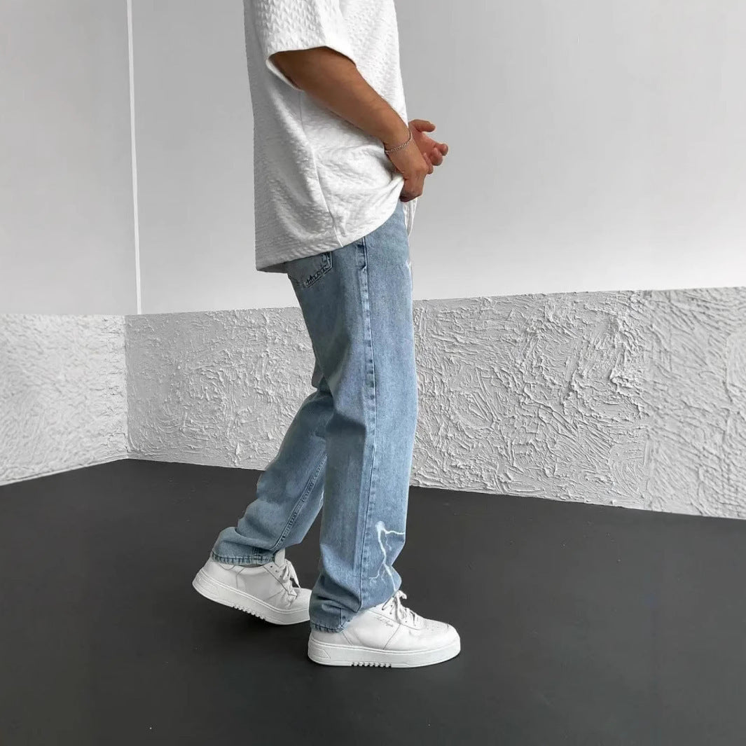 Men's Straight Loose Wide Leg Jeans
