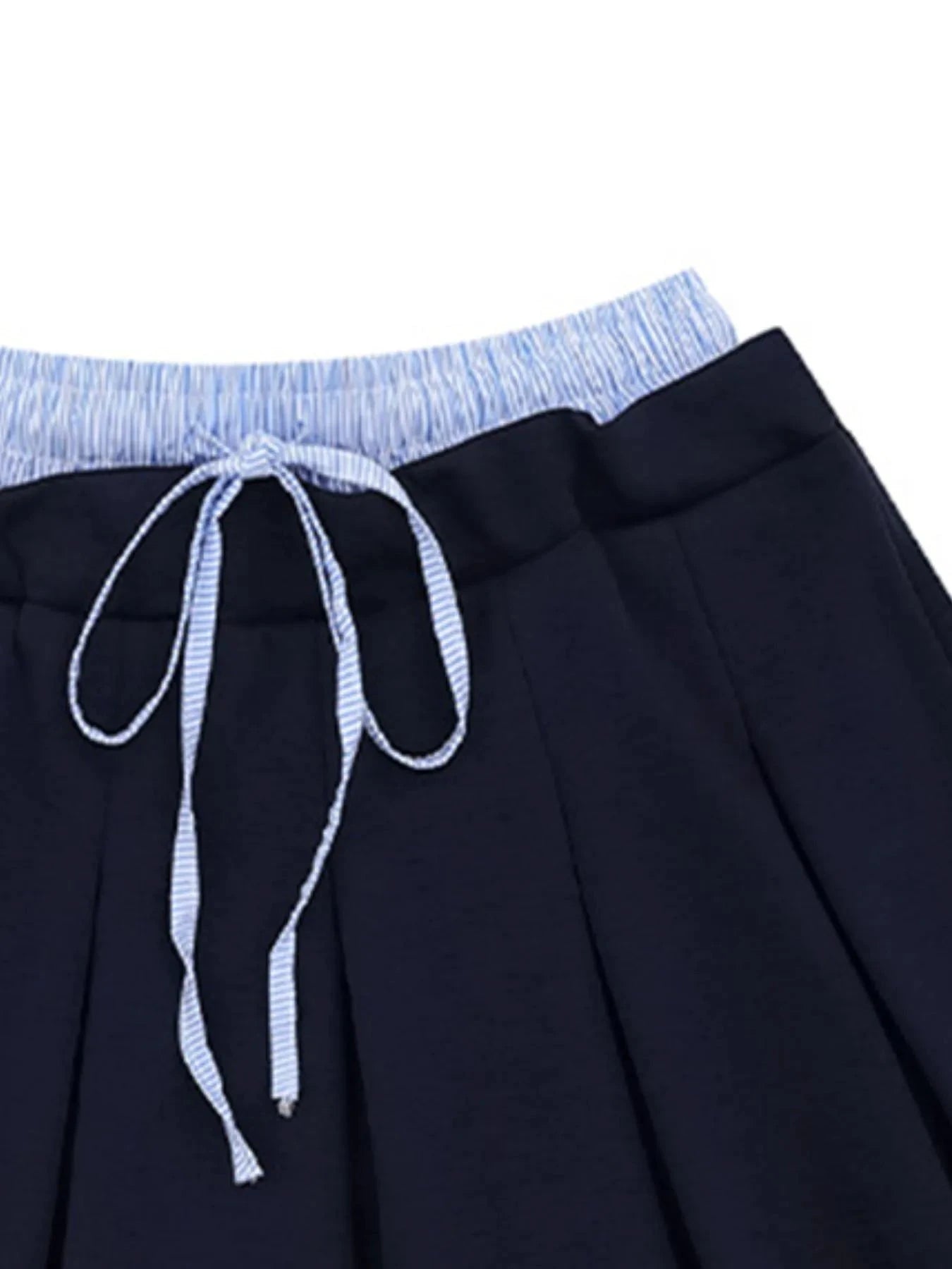 Drawstring Pleated Mini Skirt by Lady Ros