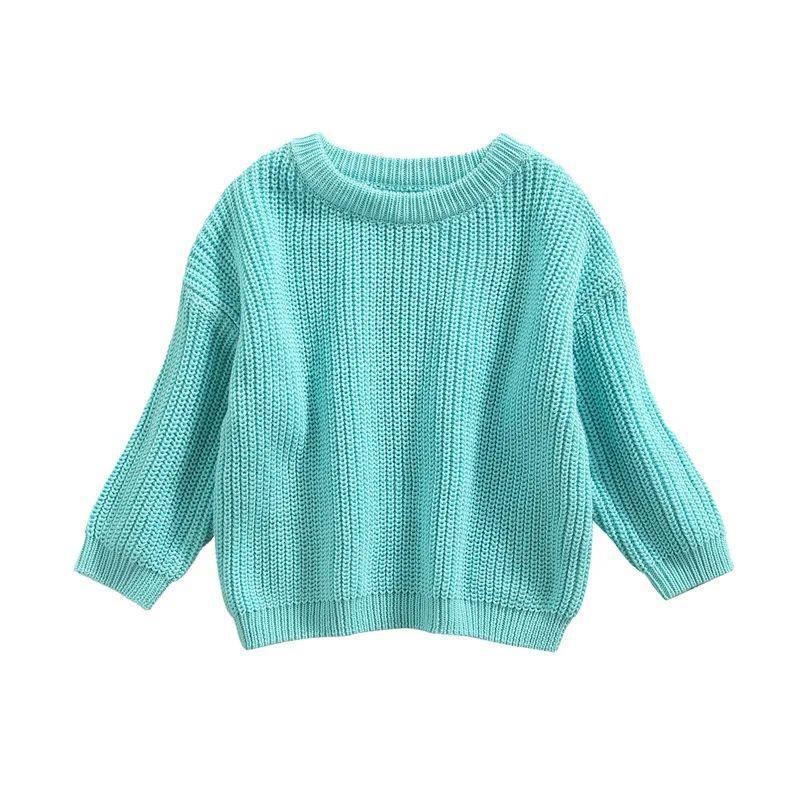 Girls' Solid Color Crew Neck Casual Sweater