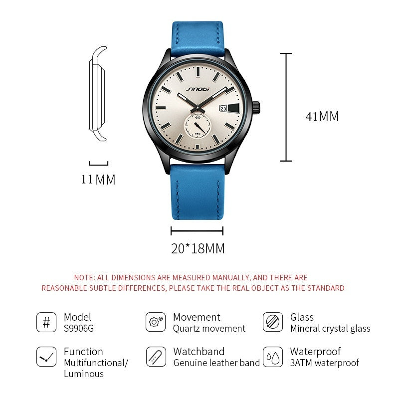 Men's Casual Leather Strap Business Quartz Watch