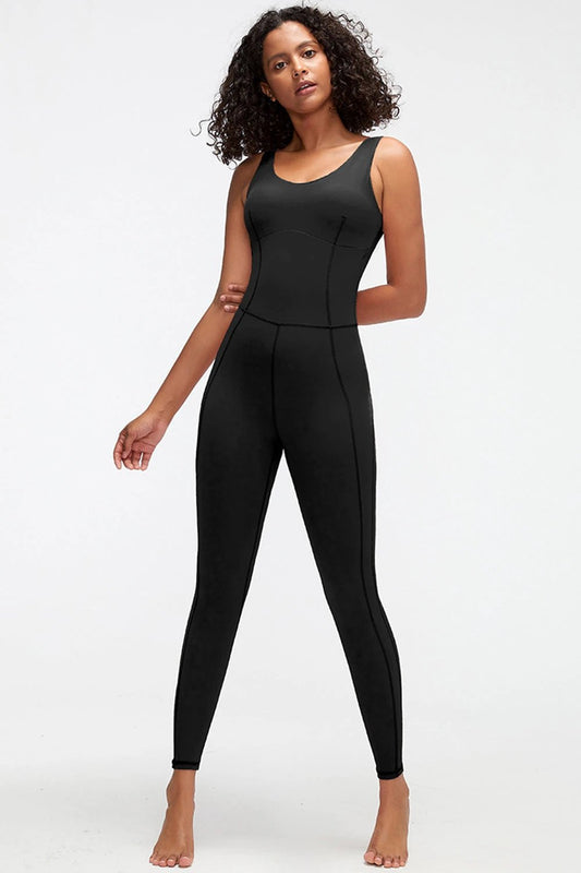 Crisscross Wide Strap Active Jumpsuit by Lady Ros