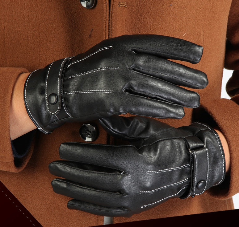 Winter PU Leather Full Touch Screen Gloves For Men