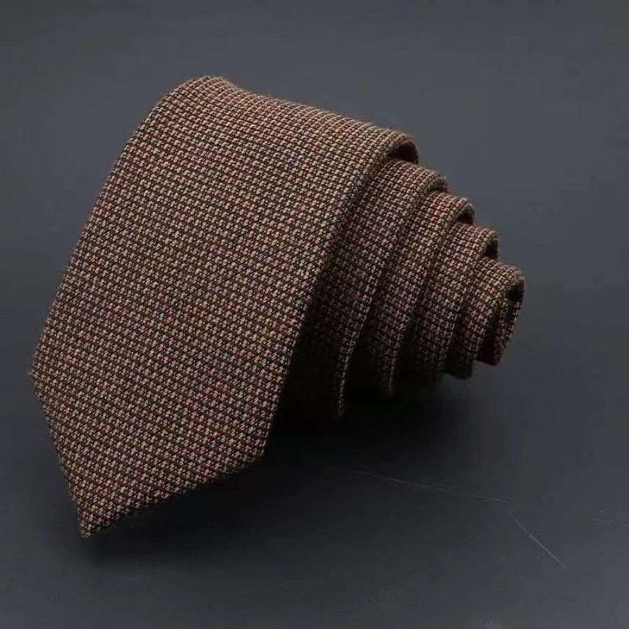 Men's Thickened Sanded Fabric Striped Solid Color Cotton Tie