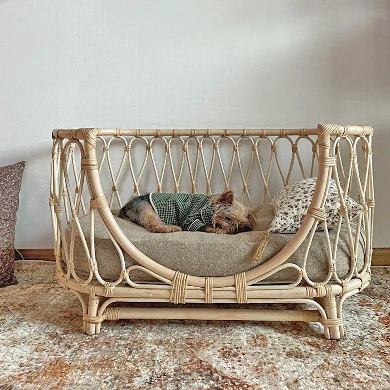 Pet Bed Handmade Rattan Woven Pet Bed Sofa For Dogs by GJG Denim