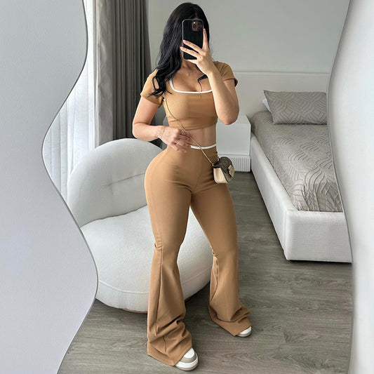 Comfortable Low Waist Elastic Navel Slightly Pull Slimming Suit